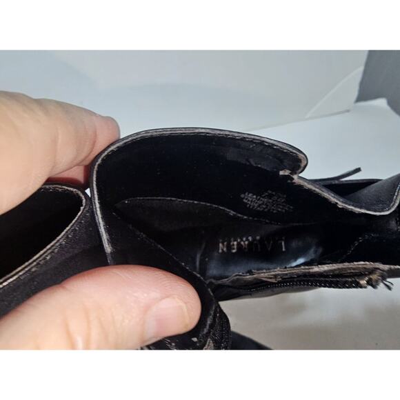 Lauren Ralph Lauren Women's Laurie Black Leather Side Zip Ankle Booties Sz 7.5B - Picture 6 of 8